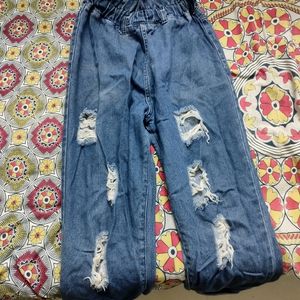 High Waist Denim Ripped Jeans