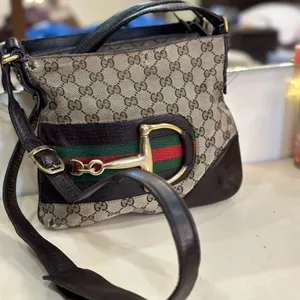 Auth Gucci Horsebit Canvas One Shoulder Bag