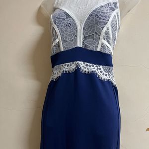 Korean Long Navy Blue Designer Gown