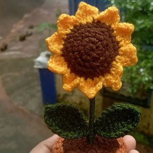 Handmade Crochet Sunflower Pot