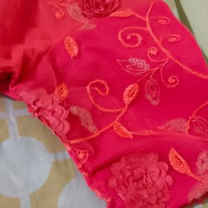 Rose Pink Saree With Stitched Blouse