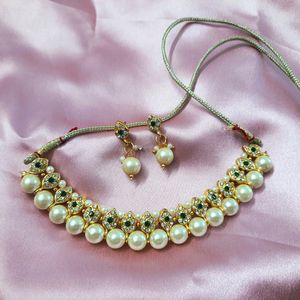 New Pearl & Stone Jewellery Set With Box