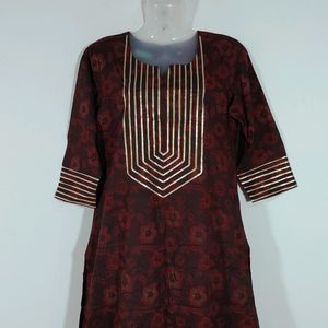 Maroon Printed Kurta Set (Women's)