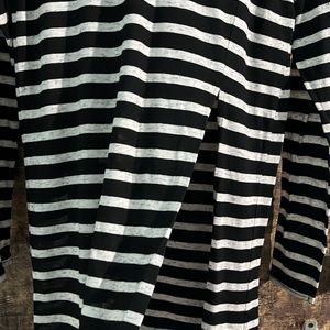 Black And White Strips Long Tshirt