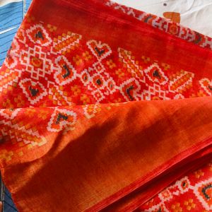 Red-Orange Cotton Saree