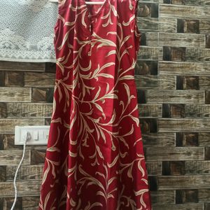 Red ♥️ Sleeveless A Line Long Kurti