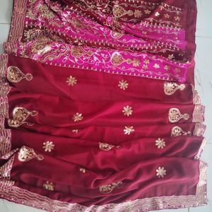 Maroon And Pink Color Saree