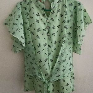 Green Colour Flare Hands Trendy Western Wear ,Size - S/M