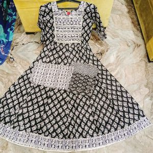 Black And White Anarkali Suit