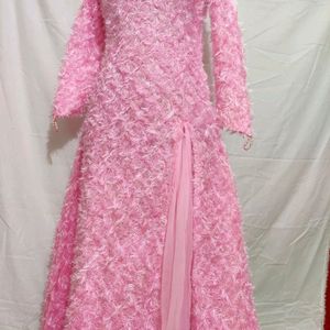 Party Wear Sober Designer Feathery Fabric Gown