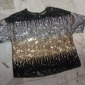 Black Sequence Work Top Partywear Top