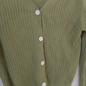 Korean Green Ribbed Top.