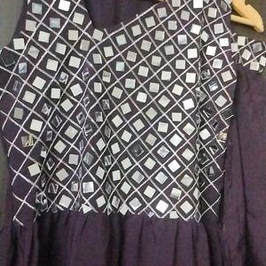 Purple Mirror Work Gown