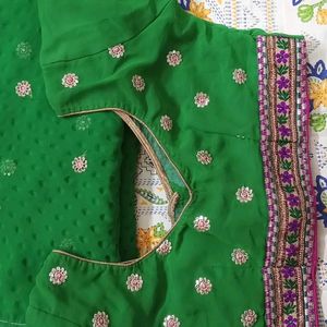 Parrot Green Saree