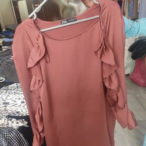 ZARA Tunic With Ruffle Sleaves