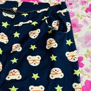 Navy Blue Cartoon Printed Lower