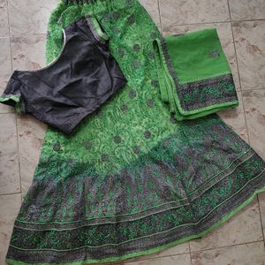Stitched Green Lehenga/ Half Saree