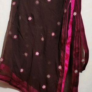 Cofee Brown Embroidry Work Suit Salwar & Dupatta