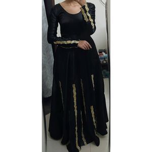 Long Black Gown With Stitched Cancan