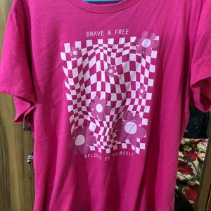 Flower Sticker Pink Tee Shirt