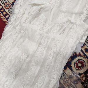 white transparent luchnawi kurti