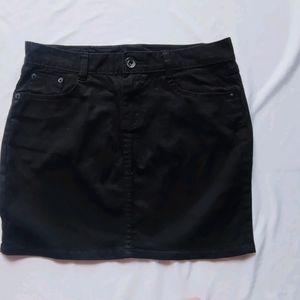 Black Denim Mini Short Skirt