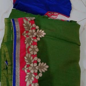 Saree With Blouse Green