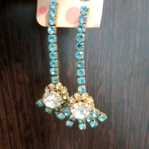 Elegant Blue Stone Long Earrings