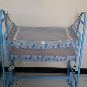 Baby Cradle Blue With Mosquito Net