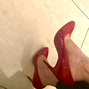 Red 6 Inches Pencil Heels