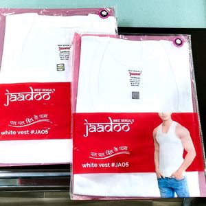 2 Pieces White Cotton Half Sleeves Vest