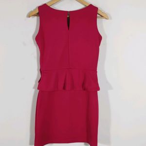 Rose Pink Plain Casual Dress (Women)