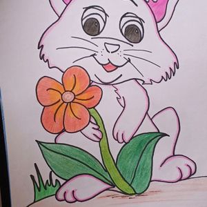 Cat Drawing and Coloured on paper.