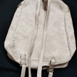 Beige Colour Leather Backpack