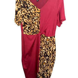 Tiger Print Knot Red Dress