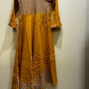 Mustard Colour Anarkali Kurta Size M