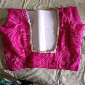 Pink saree With Blouse