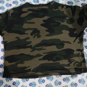 Army Print Crop Top. Breast Size - 28 To 34. Waist Size - Slim To 36