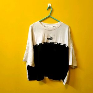 ORIGINAL PUMA BLACK N WHITE CROP OVERSIZED TSHIRT.