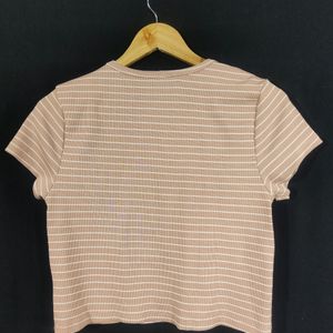 Tokyo Talkies Peach Striped Crop Top (Women)