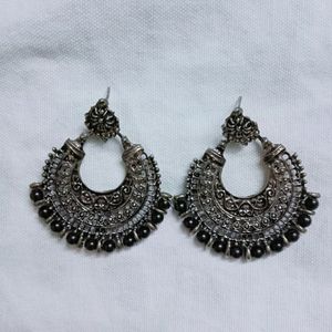 Silver oxidised earrings (trendy)