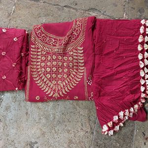 Pure Cotton Embroidered Bandhani Dressed Material