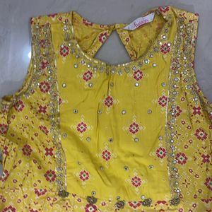 Yellow Fusion Anarkali Kurta