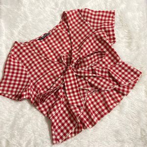 Shein Red Gingham Top