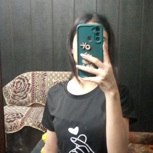 Printed Women Black T Shirt Combo