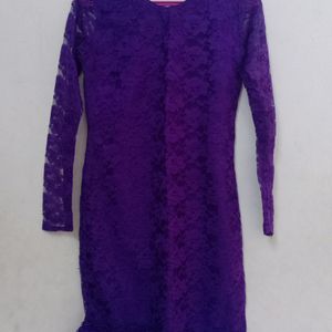 Women's Purple One Piece With Full Sleeves, Fully