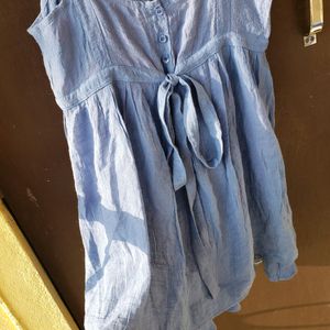 Baby Blue Dress With Waist Tie