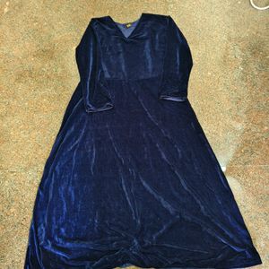 Velvet Navy Blue Dark Gown