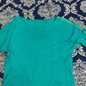 Sea Green Sleeve Design Top