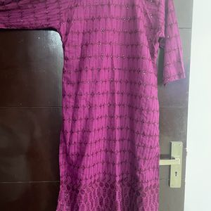 Wine Purple Sequin Kurti